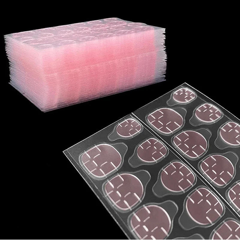 

10 Sheets 240pcs Double Sided False Nail Art Adhesive Tape Pink Glue Sticker DIY Nail Jelly Manicure Sticker Makeup Tool