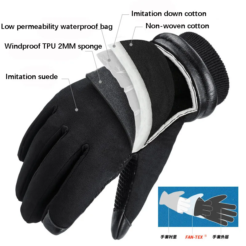 Зимние лыжные перчатки бархатные сохраняющие тепло велосипедные для сенсорных