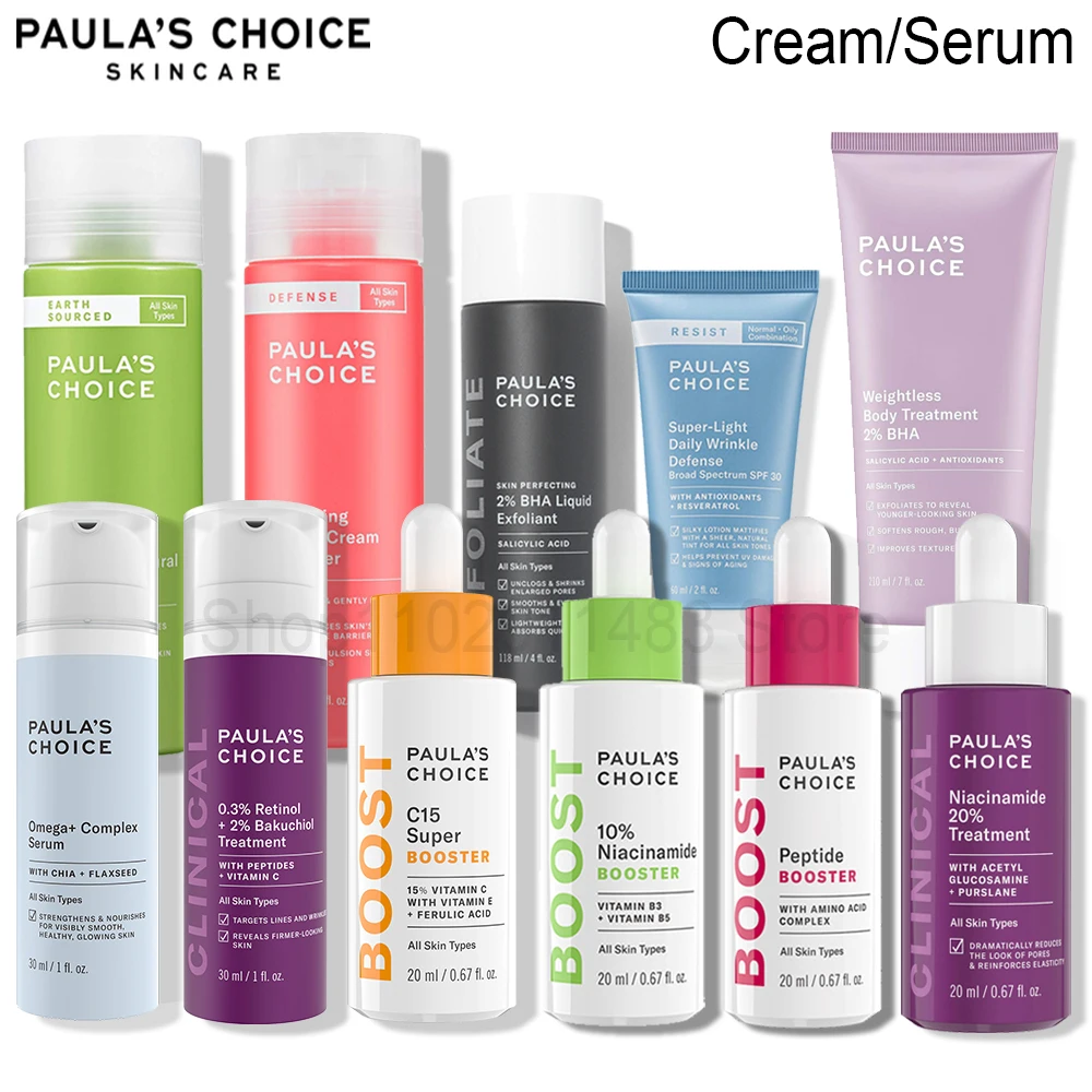 

Paula‘s Choice Skin Care Retinol Bakuchiol Treatment Omega Complex BHA Serum C15 Super Peptide Niacinamide 10% or 20% Booster