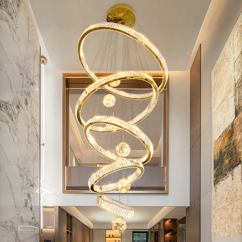 Guzhen Factory Роскошный отель Длинная лестница Свет Современный кристалл K9 Большой