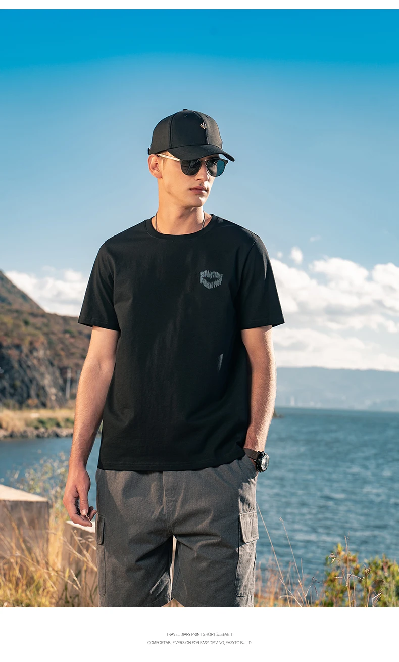 

Y0341 men Heavyweight cotton summer tide brand letter printing short-sleeved T-shirt