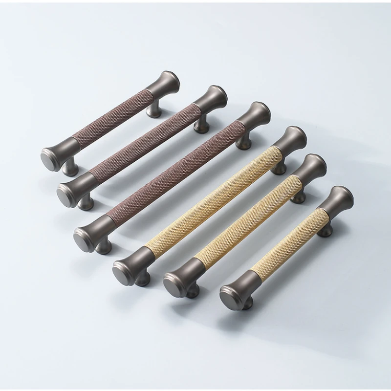 

Wardrobe Door Handle Knurl Cabinet Drawer Light Luxury American Style Kitchen Cabinet Handles for Furniture
