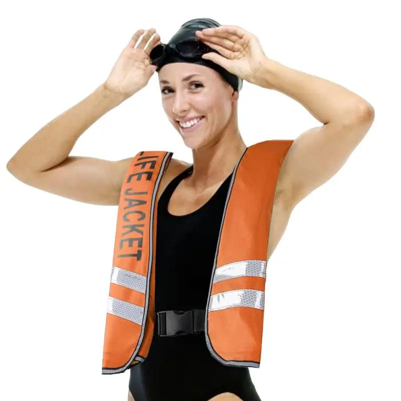 

Inflatable Swim Vest Swim Safety Jacket For Adults Below 150KG Swimming Accessories Swim Jacket With Adjustable Belt For