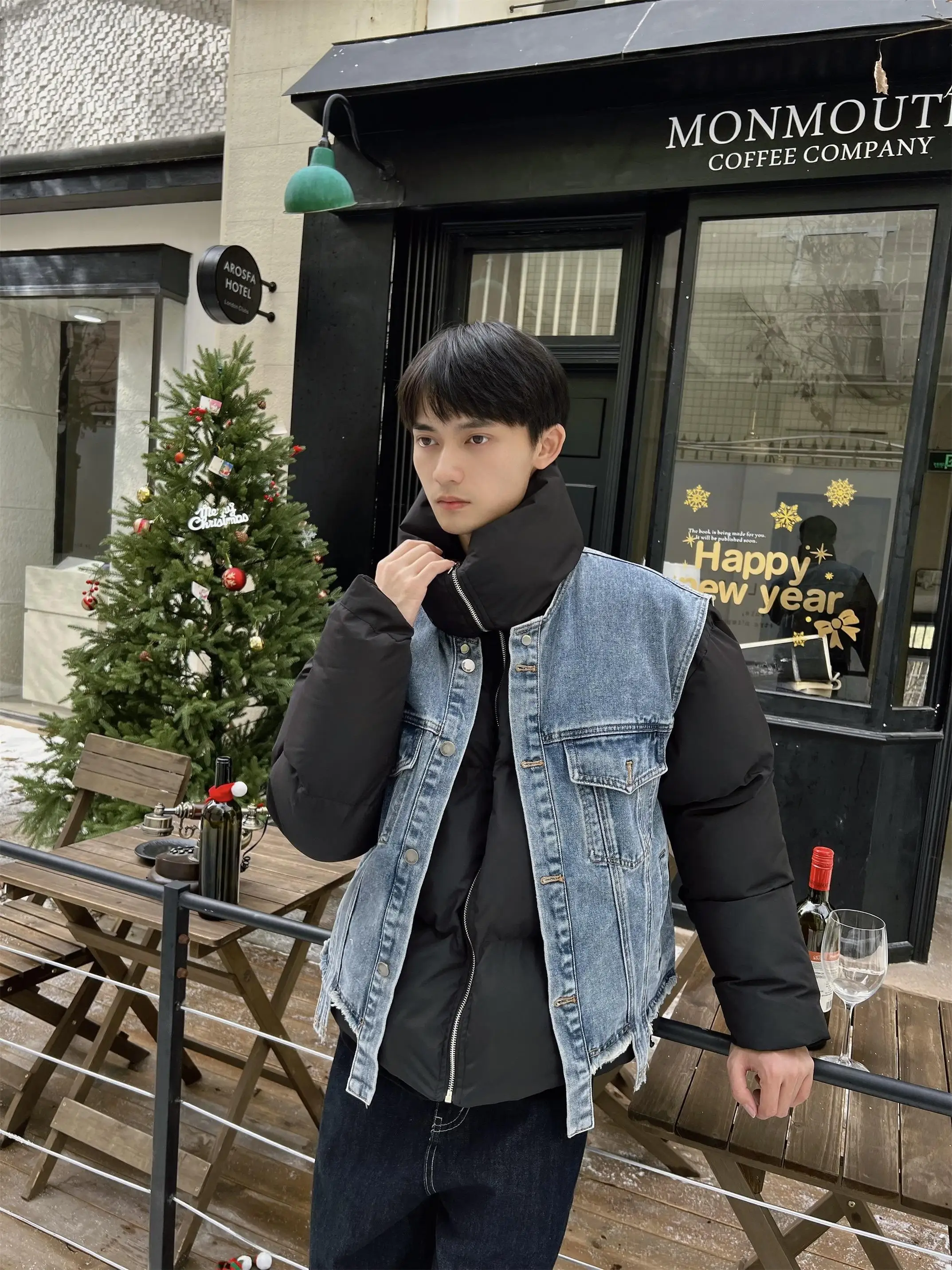 Qiq Fashion Advanced Sense Джинсовый жилет Лоскутная одежда с хлопковой подкладкой Ins