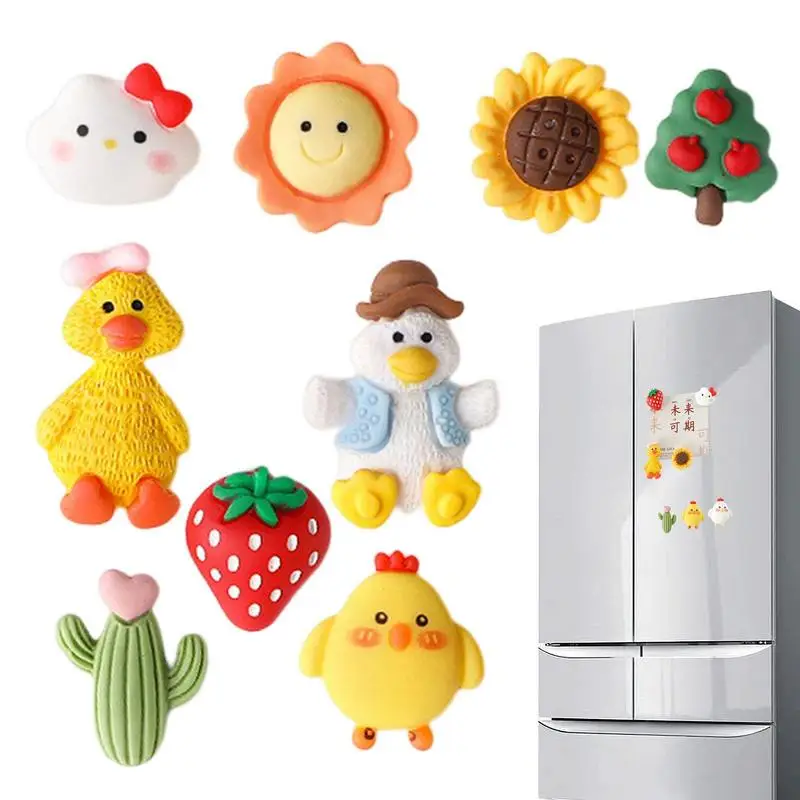 

Cute Fridge Magnets 9 Pcs 3D Resin Magnet Refrigerator Stickers For Freezer Creative Cartoon Magnetic Fridge Decoration For