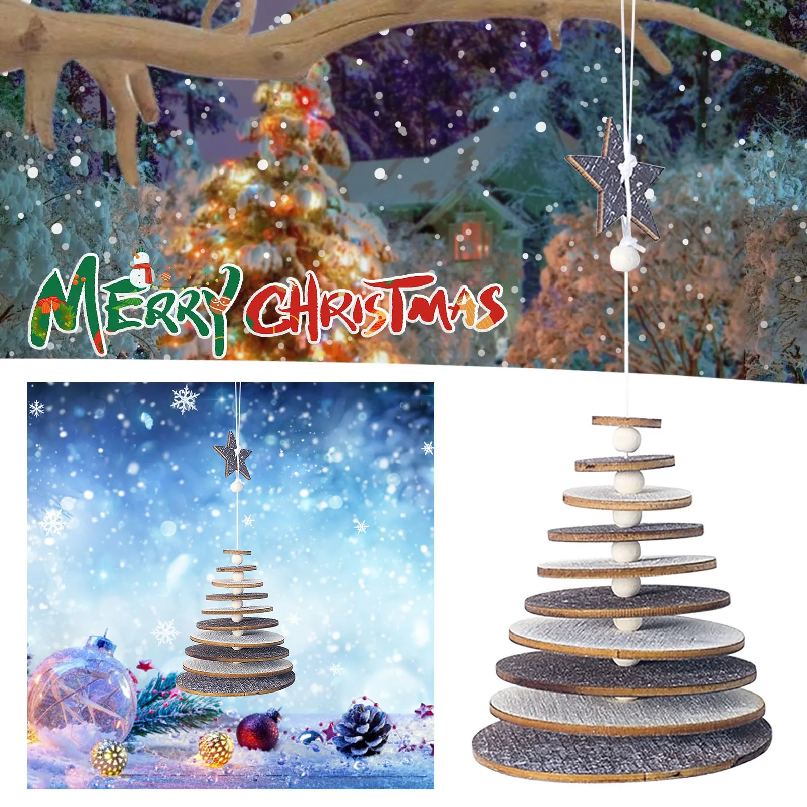 

4 Многослойные Круглые украшения для рождественской елки из бисера, большой керамический набор светильников для рождественской елки