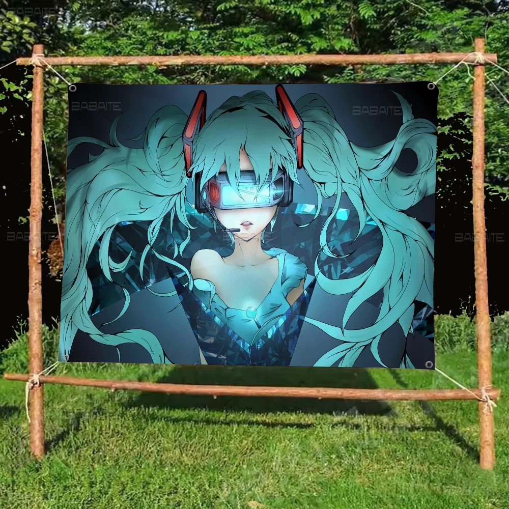 Милый-H-Hatsune M-Mikues DIY флаг для семейной группы фото гостиной дома и общежития декор