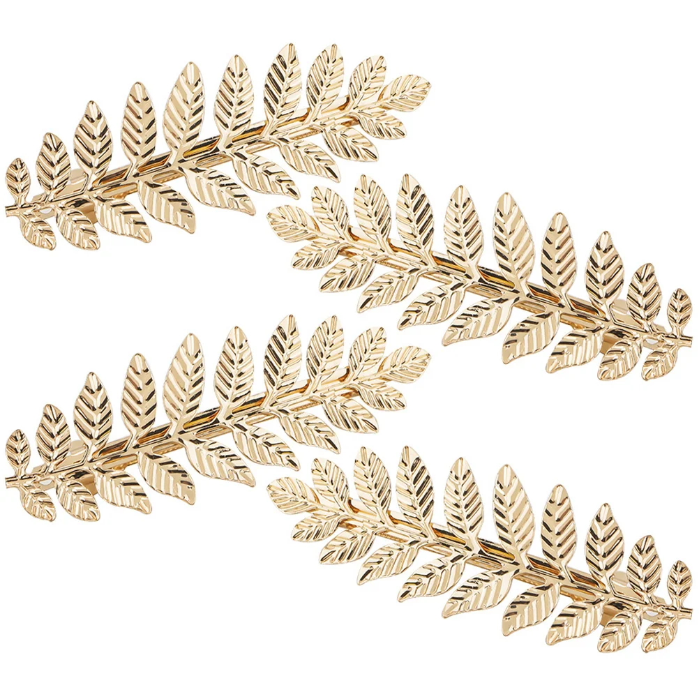 

4pcs Leaf Hair Barrettes Simplicity Spring Clamps Women Fashion Ponytail Holders