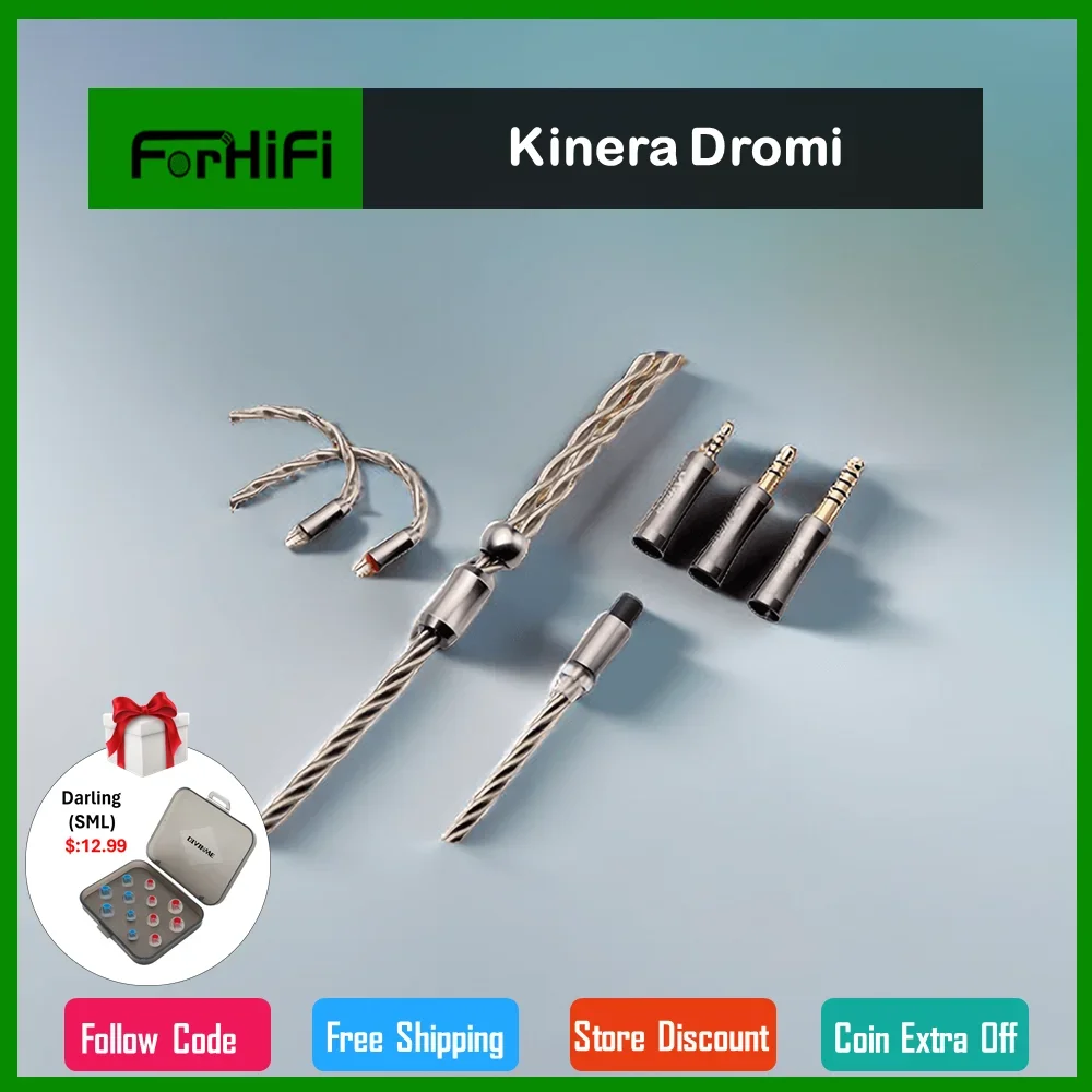 Кабель для наушников Kinera Dromi 6N OCC 4-ядерный посеребренный 0 78 дюймов 2pin/MMCX с