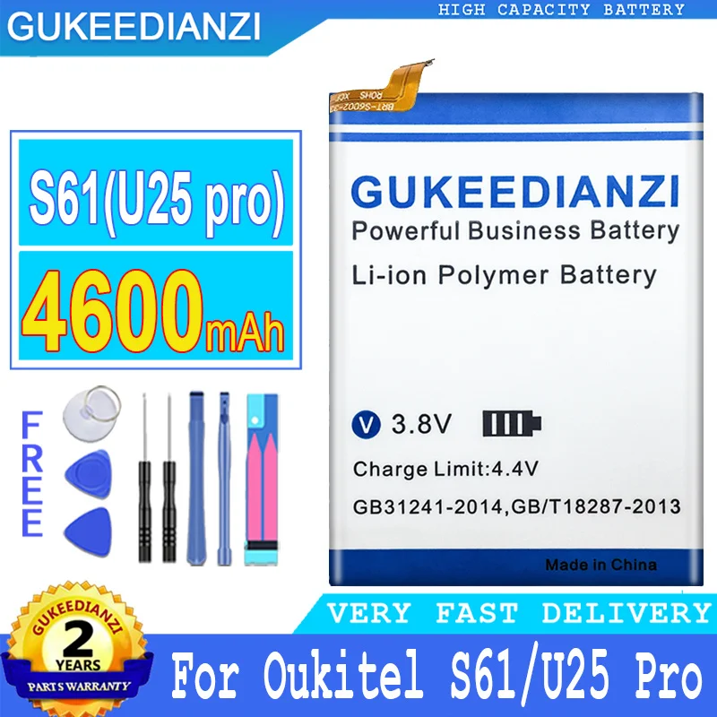 

Аккумулятор 4600 мА · ч аккумулятор GUKEEDIANZI S61 (U25 pro) для Oukitel U25 Pro U25Pro, сменные батареи, аккумулятор большой мощности