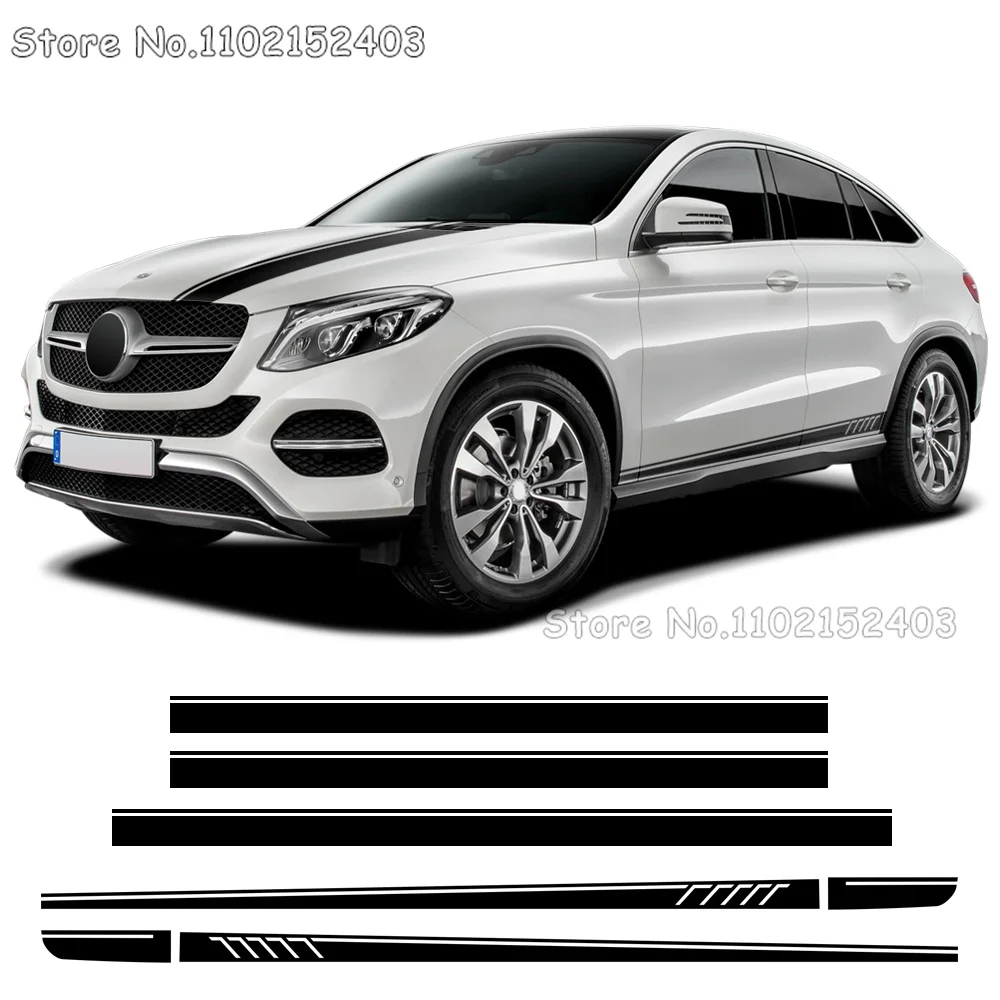 

Стильный комплект наклеек на дверь и боковую юбку в полоску для Mercedes Benz GLE GLK ML Class AMG W164 W166 GLE350 GLE400 GLK350 ML350 507