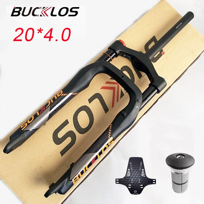 

BUCKLOS 20*4.0 Bicycle Fork 20inch Bike Fat Fork Snow Beach Bicycle Forks Air Suspension E-bike Forks for 4.0" Tire 9*135mm