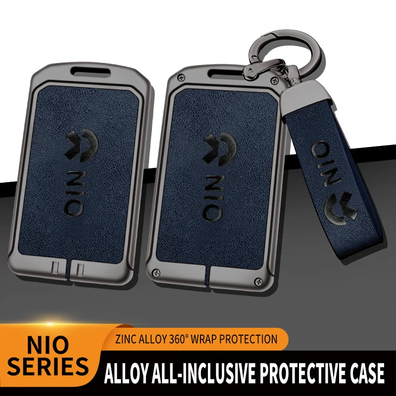 

2023 Zinc Alloy+Leather+TPU Protective Shell Car Key Bag Key Chain Smart Card Slice For Wei Lai NIO EC7 EC6 ET5 ET7 ES6 ES7 ES8