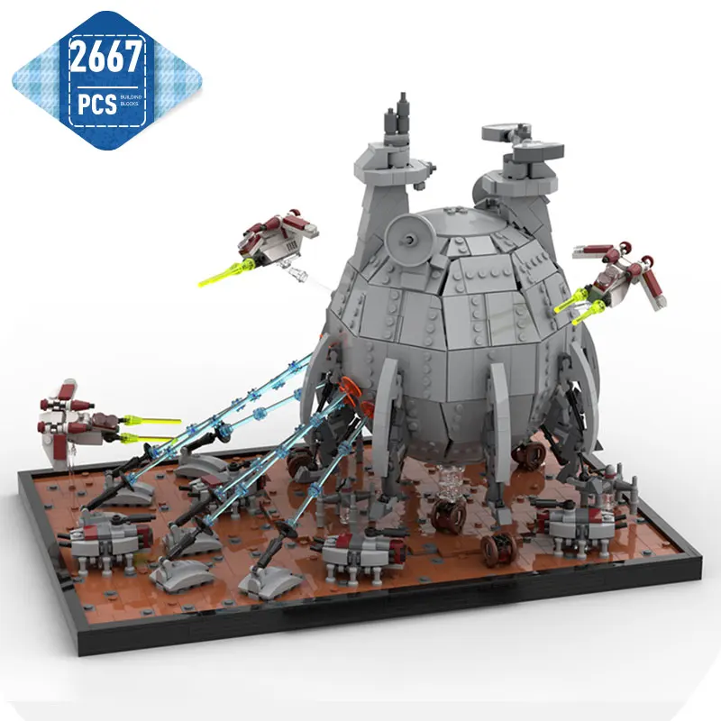 

New Space Wars The Battle of Geonosis Diorama with Core Ship Clone Wars MOC-97760 Building Block Construction Model Kid Toys