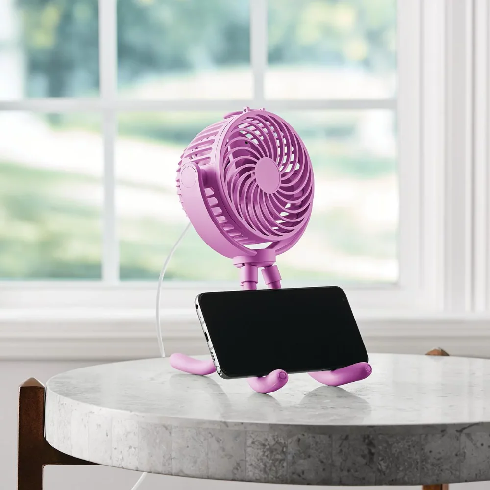 

2023 New Mainstays Mini on-the-go Rechargeable Personal Fan with Flexible Tripod for Stroller, Car Seat, Treadmill, Black