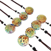 chakela charm seven chakras healing necklace for women men colorful natural stone geometric pendant rope chain necklace fashion