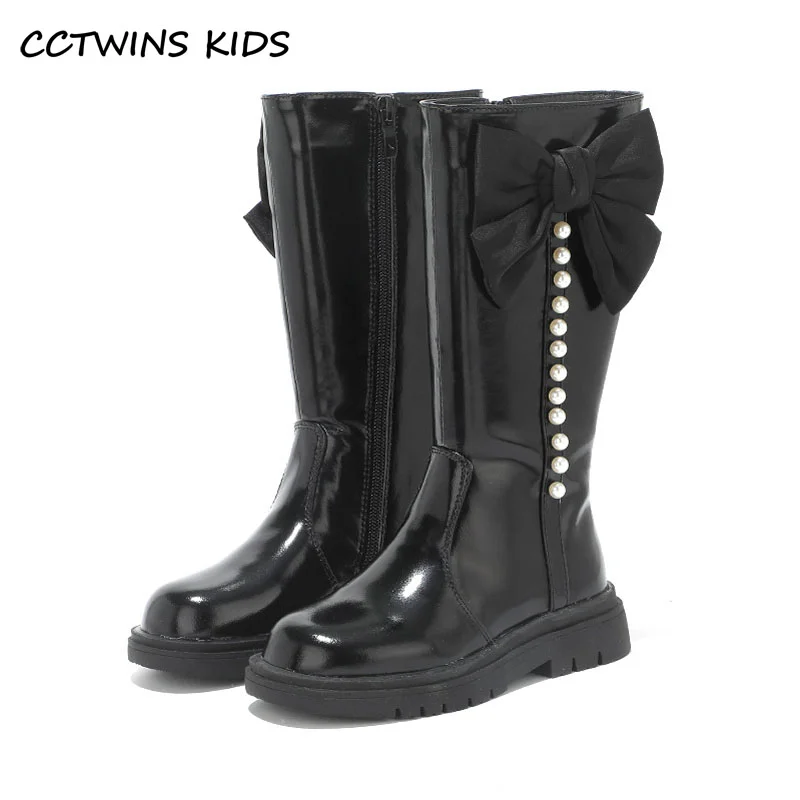 

Girls High Boots 2022 Winter Girls Fashion Brand Knee Princess Knight Boots Children Warm Soft Shoes Toddler Bow Pearl Platform