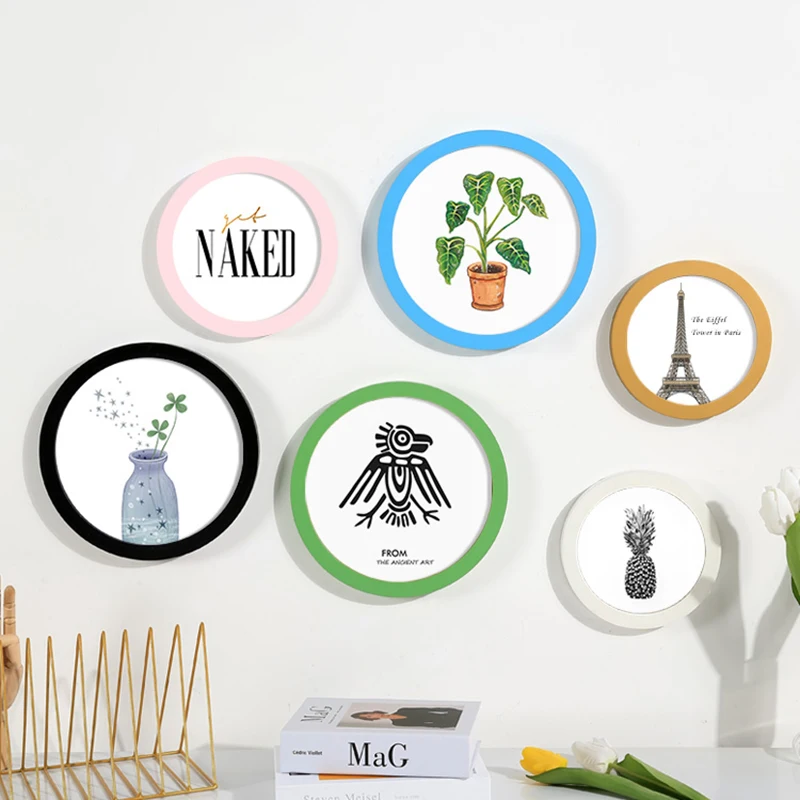 Round Photo Frame Wall Holders Baby Souvenirs Birthday Photo Table Picture Frame Personalized Cuadros Para Fotos Home Item Decor