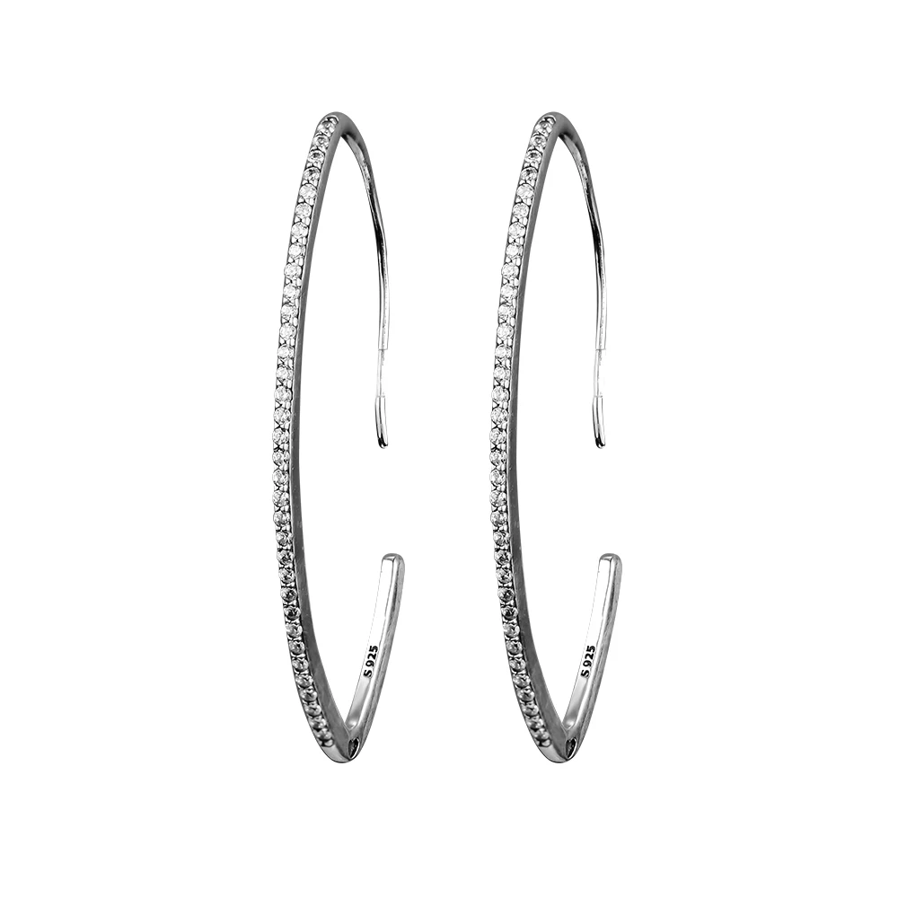 

Женские серьги-кольца из серебра 925 пробы, с овальным блеском