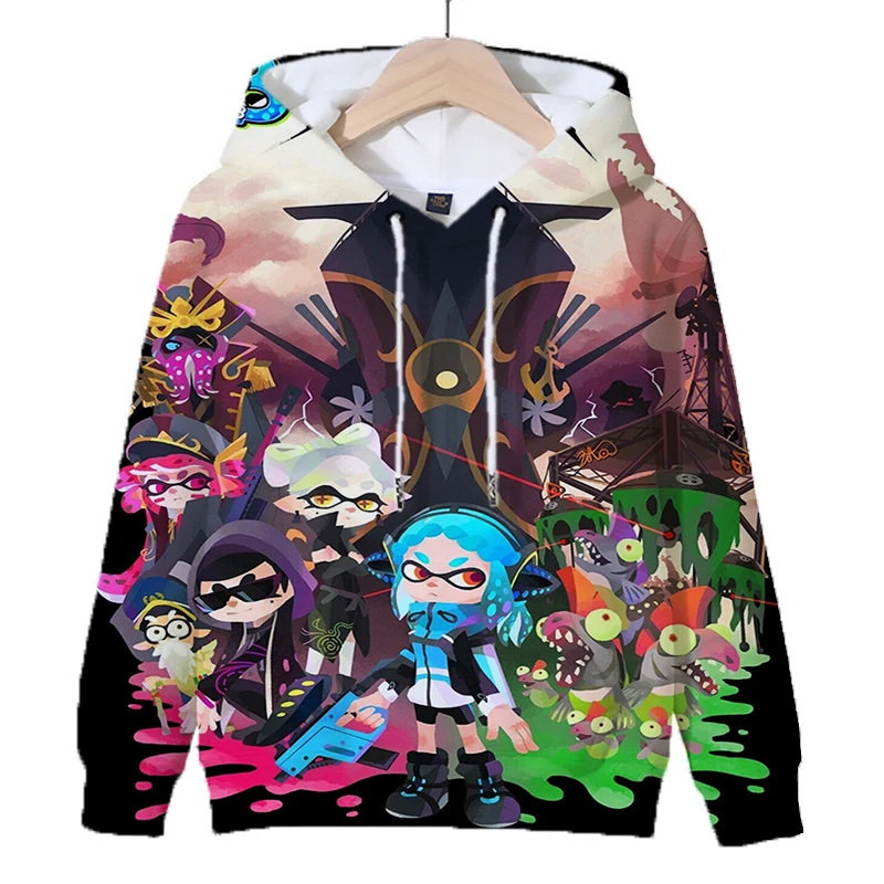 Толстовки с капюшоном 3D принтом игры Splatoon 3 толстовки для мальчиков девочек