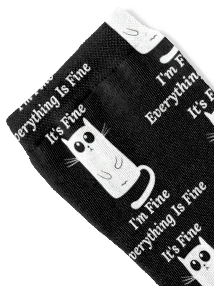 Its Fine Im Everything Is Funny Cat Meme Носки для хоккея тренажерного зала противоскользящие