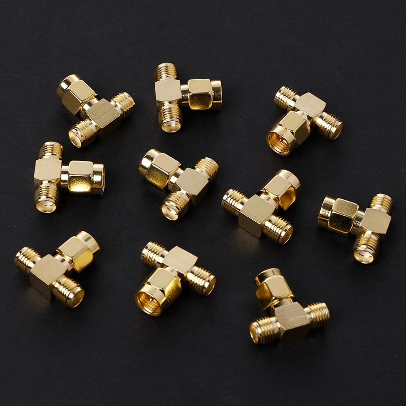 

10PCS 3 Way Splitter SMA Male to Two SMA Female Triple for T RF Adapter