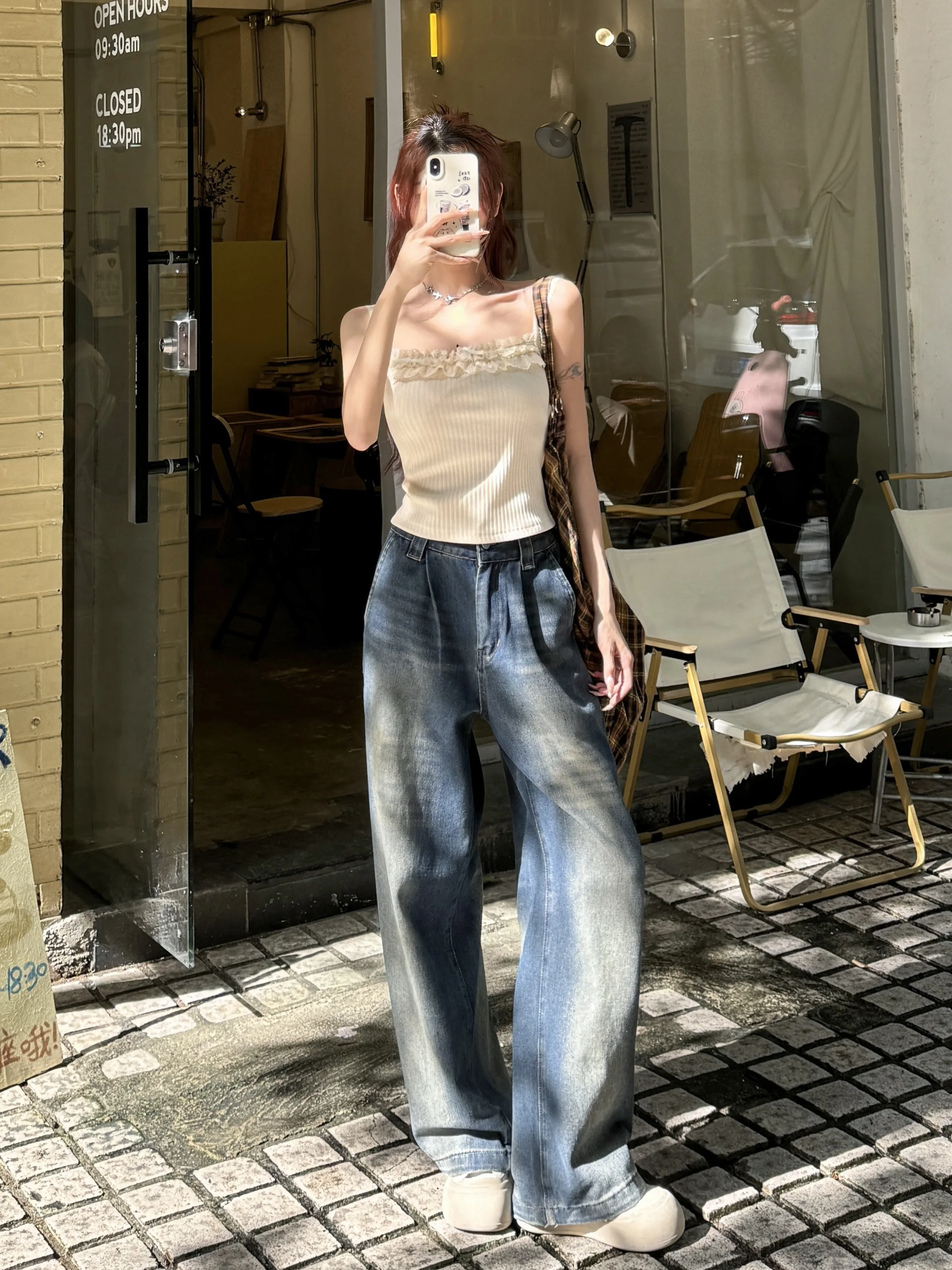 Lace Stitching Cami Women Summer Inner wear Outer Wear French sle Pure Desire Gentle Sweet Slim fit Top Clothes