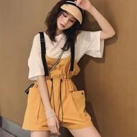 women summer new fashion sets female casual 2 piece outfit ladies short sleeve t shirt overalls elegant two piece suit e08