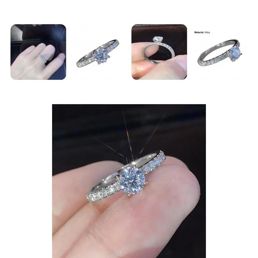 

Stylish Women Ring Round Ladies Electroplated Exquisite Ring Finger Ring Wedding Band Ring
