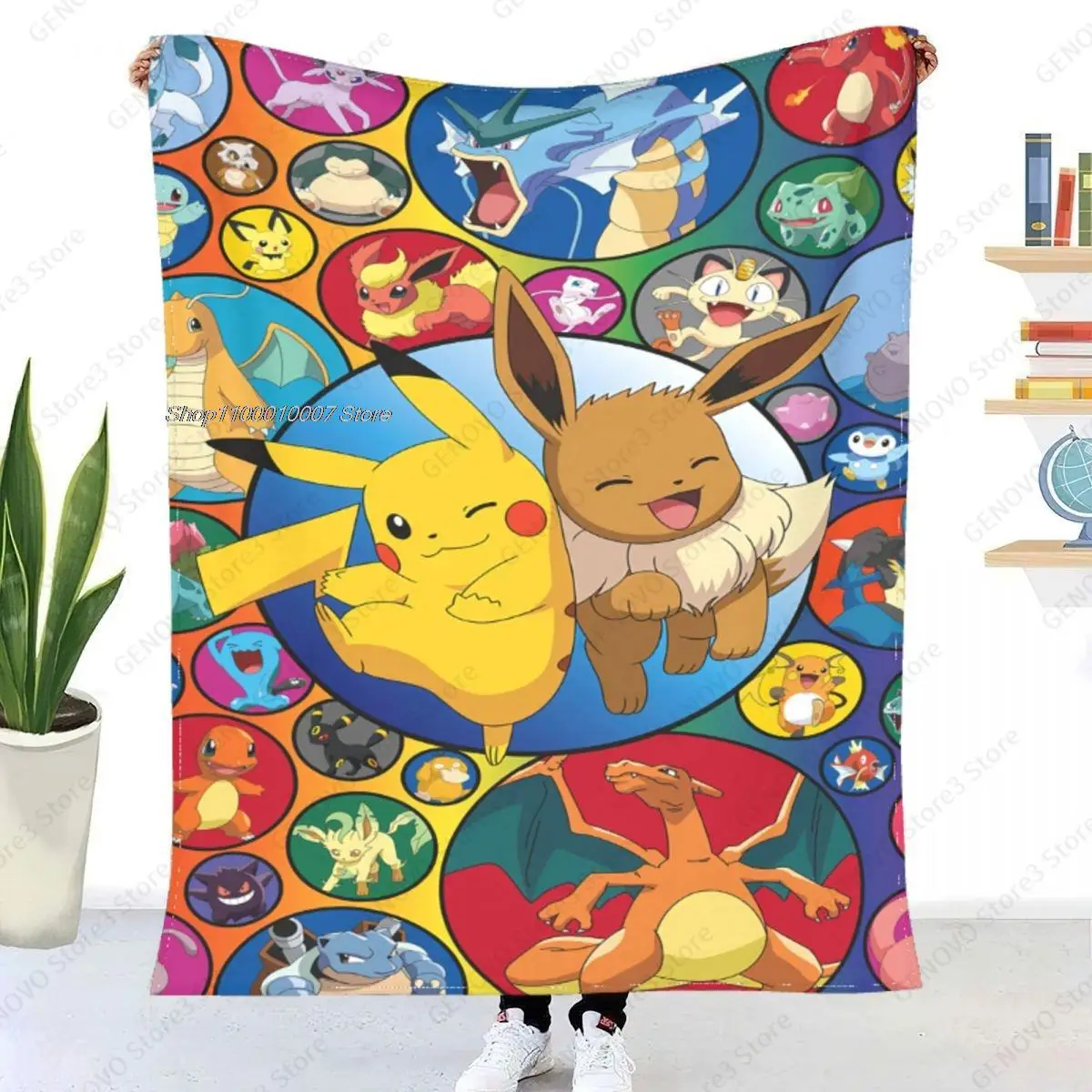 

Brand new 3D printing/ blanket Pokemon throw blanket flannel blanket bed throw soft cartoon printed bedspread sofa blanket gift