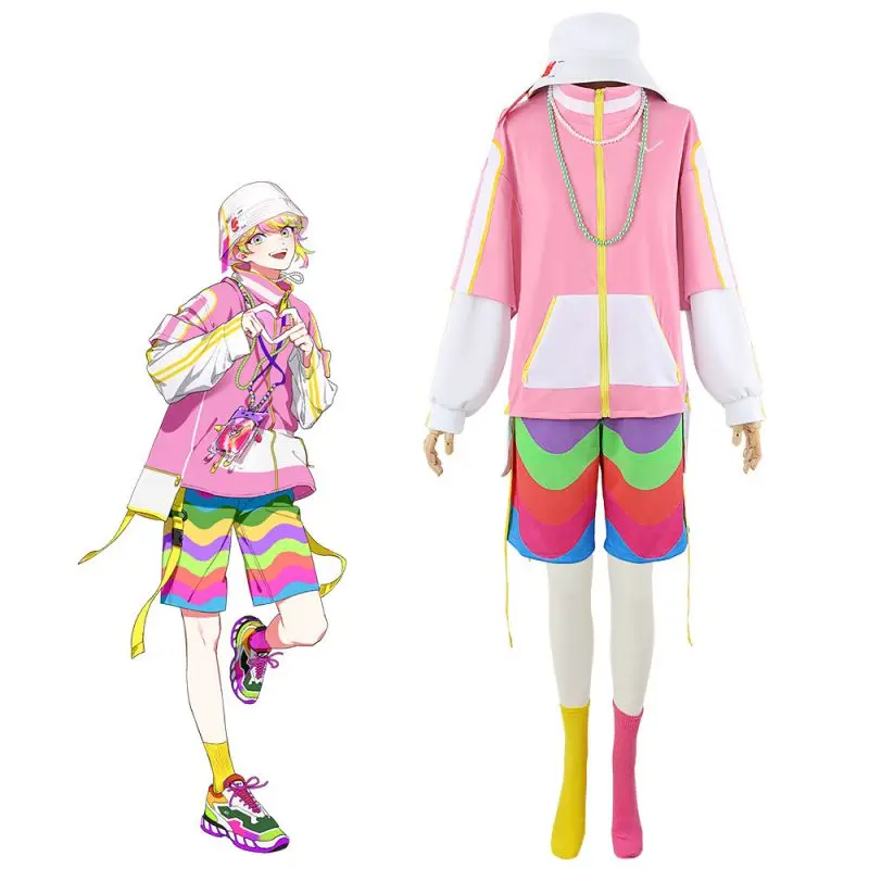 

Paradox Live Misuji Kantaro Cosplay Costume Hip Hop Rapper Visty Kantaro Hoodie And Rainbow Shorts Full Outfits Unisex Size