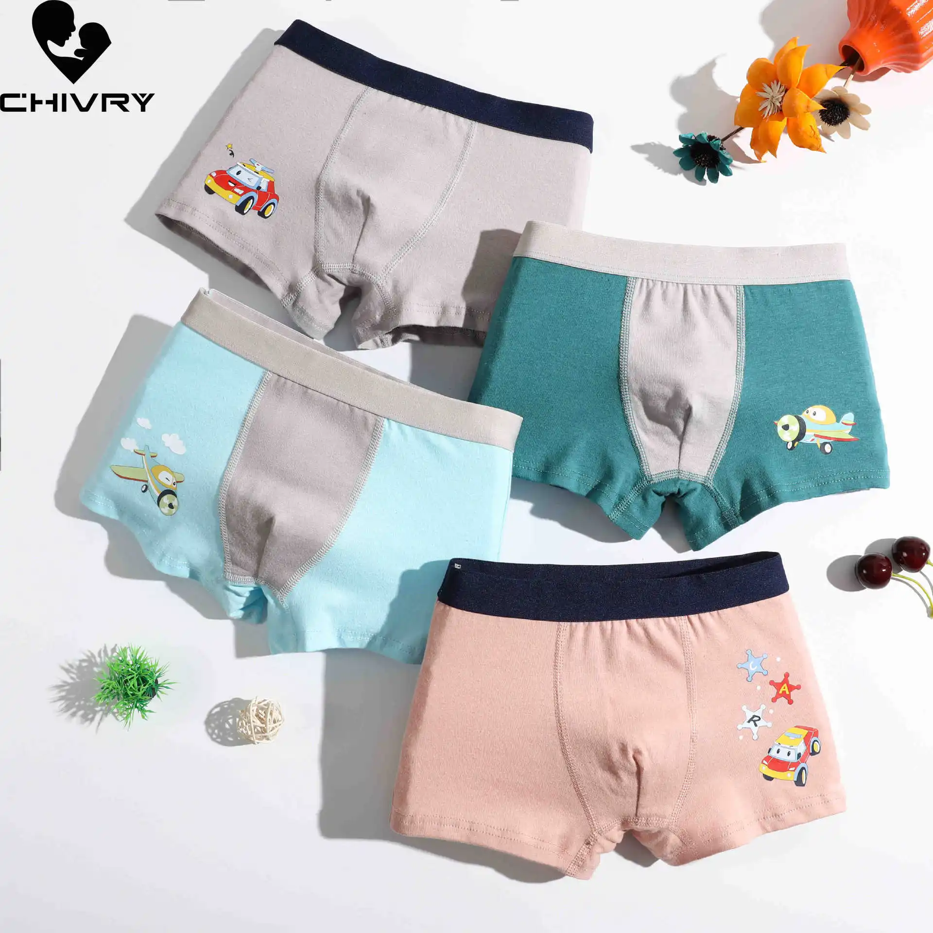 

4Pcs/lot Kids Boys Underwear Cartoon Dinosaur Children's Shorts Panties for Baby Boys Boxer Brief Teenager Underpants for 2-15T