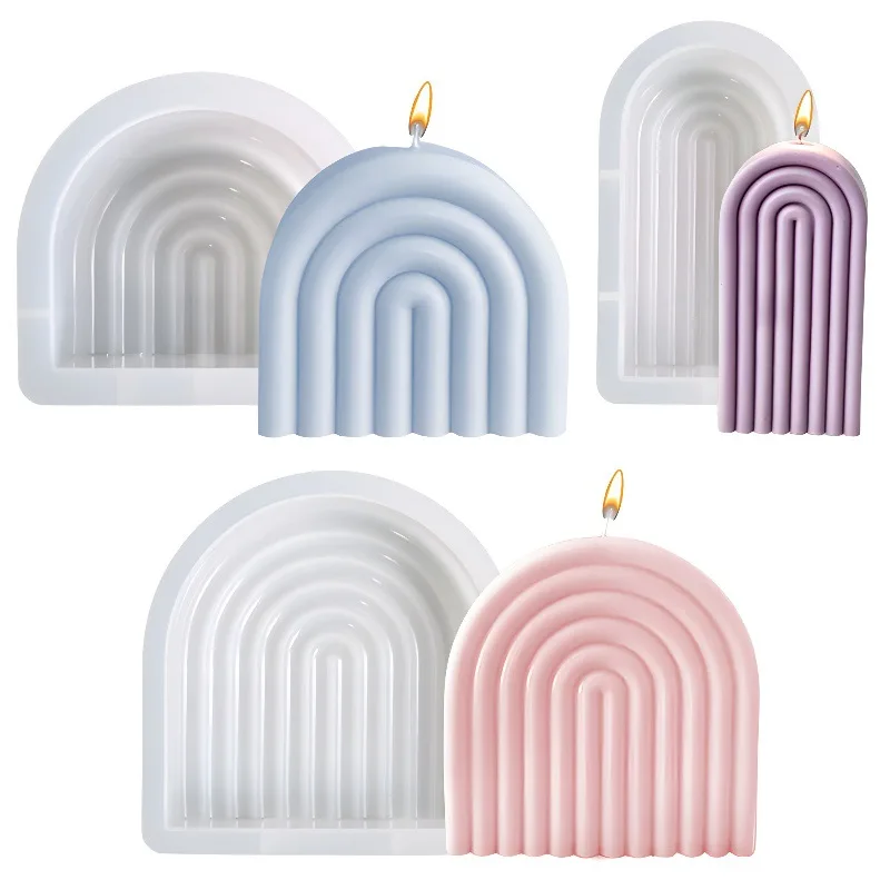 

DIY Rainbow Arch Candle Making Silicone Mold 3D Rainbow Bridge Soap Candle Making Aromatherapy Mold Artifact Home Decoration