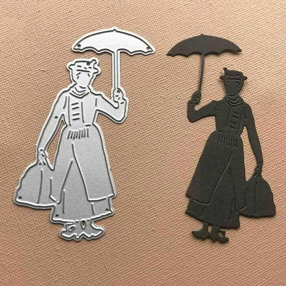 

Женщина с зонтиком, металлические Вырубные штампы, ремесленные штампы для рукоделия, ручная работа, персонажи, сцена, бумага N4V4