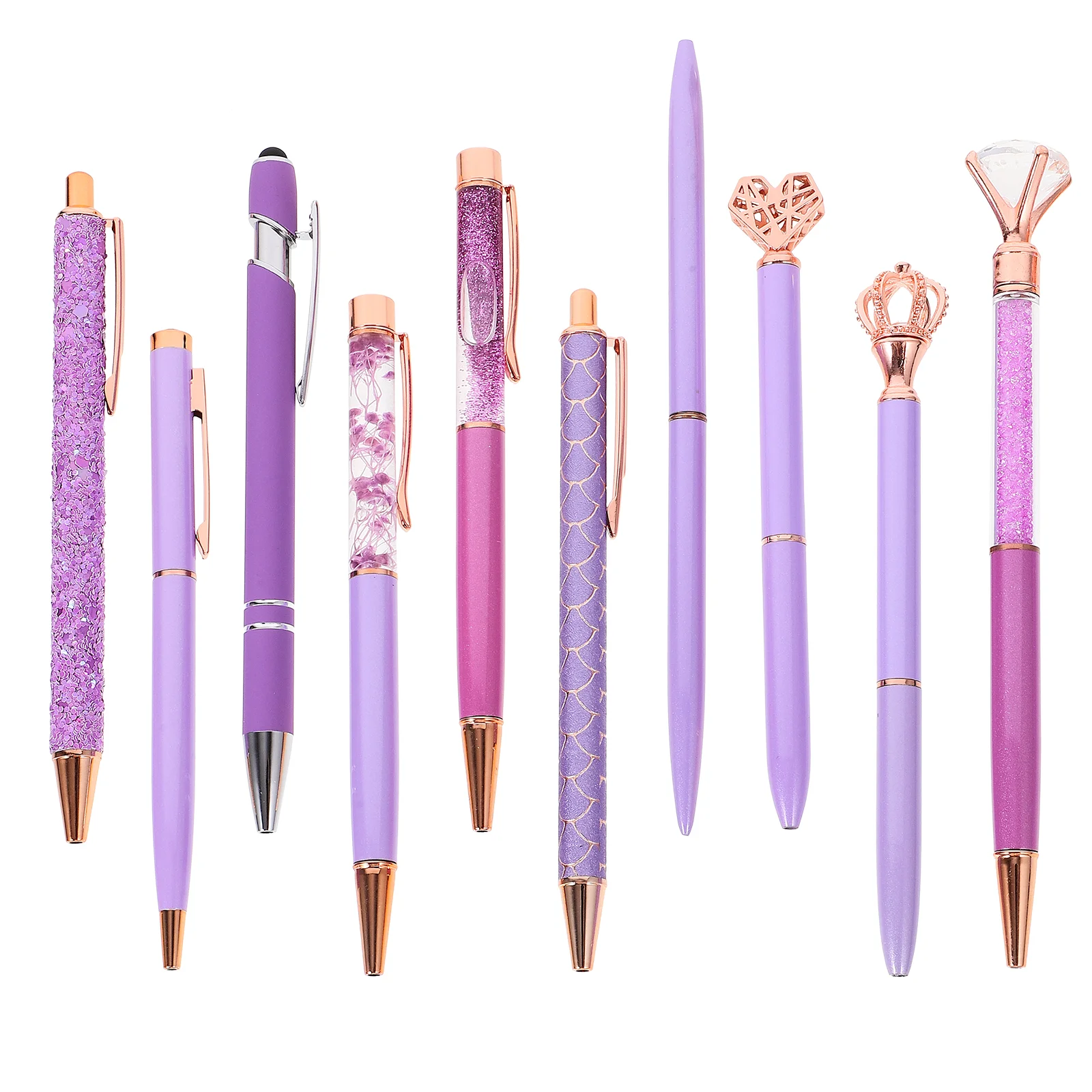 

10pcs Daily Use Writing Pens Diamond Ballpoint Pens Household Business Pens Home Supply