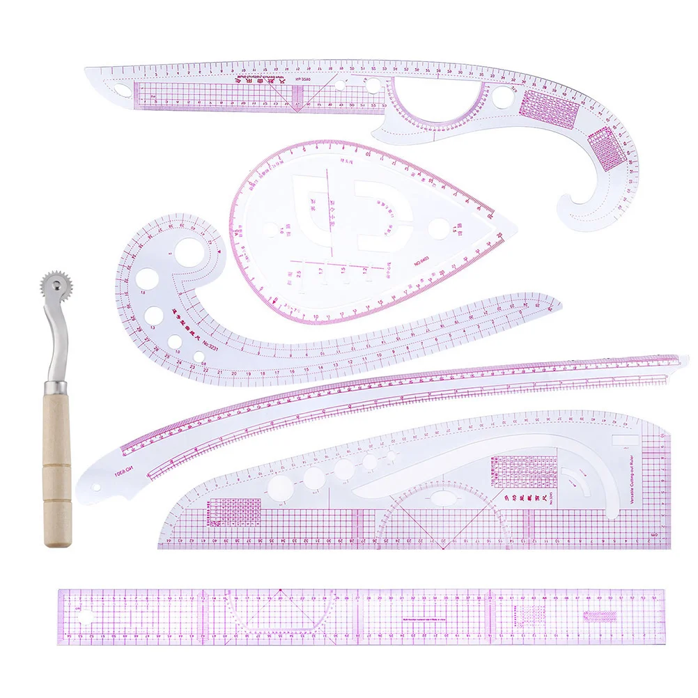 

1 Set of 7pcs Sewing Measuring Rulers Sleeve Clothing Yardstick Curve Cutting Ruler Sewing Tool Patterns women