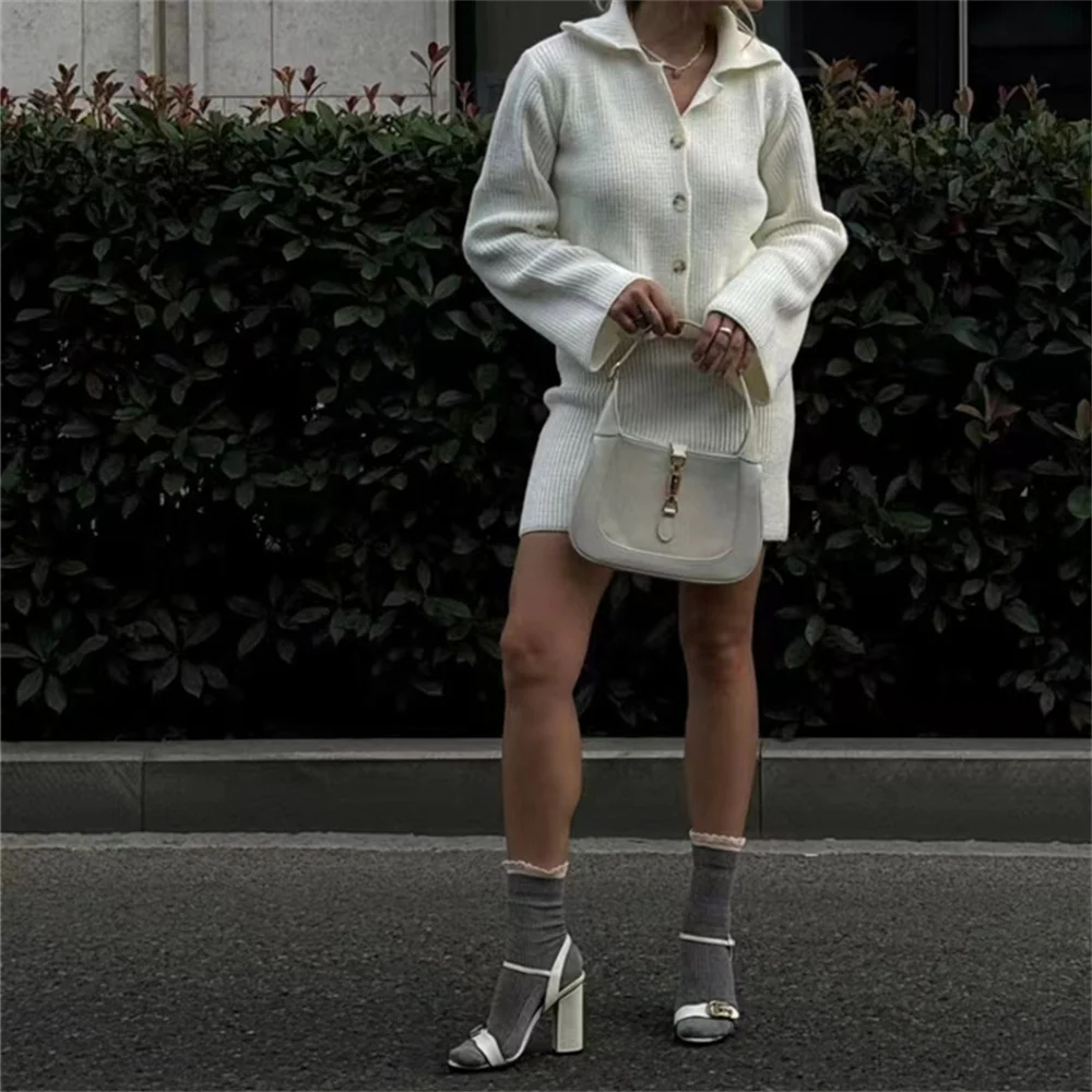 Женский вязаный кардиган с длинными рукавами и юбка цвет в ассортименте