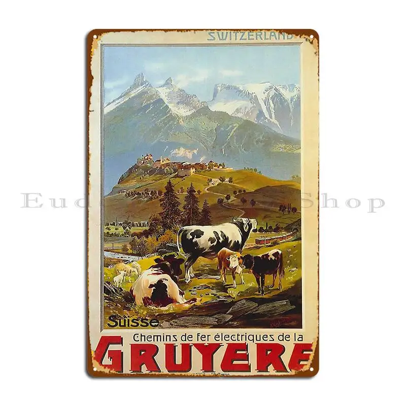 Gruyere 1906 ВИНТАЖНАЯ фотография винтажный Швейцарский металлический плакат на