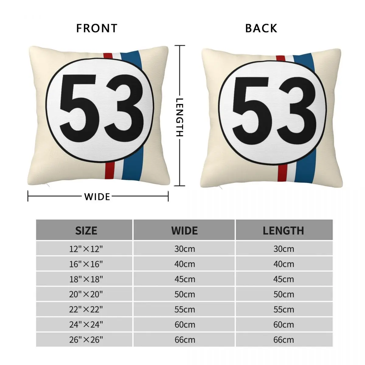 Квадратная наволочка Herbie Number 53 полиэстеровая подушка декор удобная декоративная