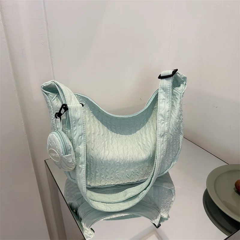 Дизайнерская Нейлоновая Сумка Через Плечо С Оборками Плиссированная В Форме