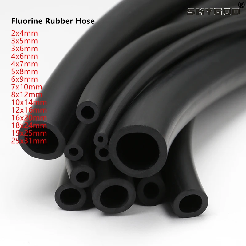 

Шланг из фторкаучука 1 ~ 10 м, внутренний диаметр 2 ~ 25 мм, трубка из FKM, витон, коррозионная кислотно-основа, термостойкая трубка из фторкаучука