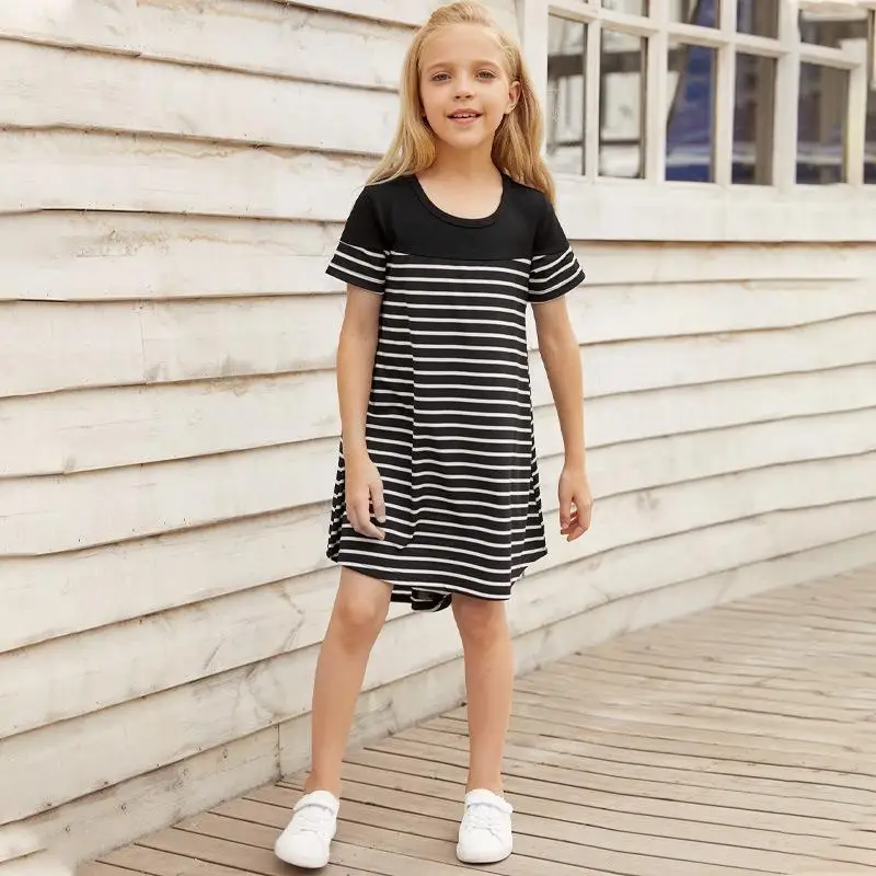 

2022 Summer Dress for Baby Girl Striped Print Casual One Piece Kids Clothes Girls Infant Playwear Children Clothing Frocks