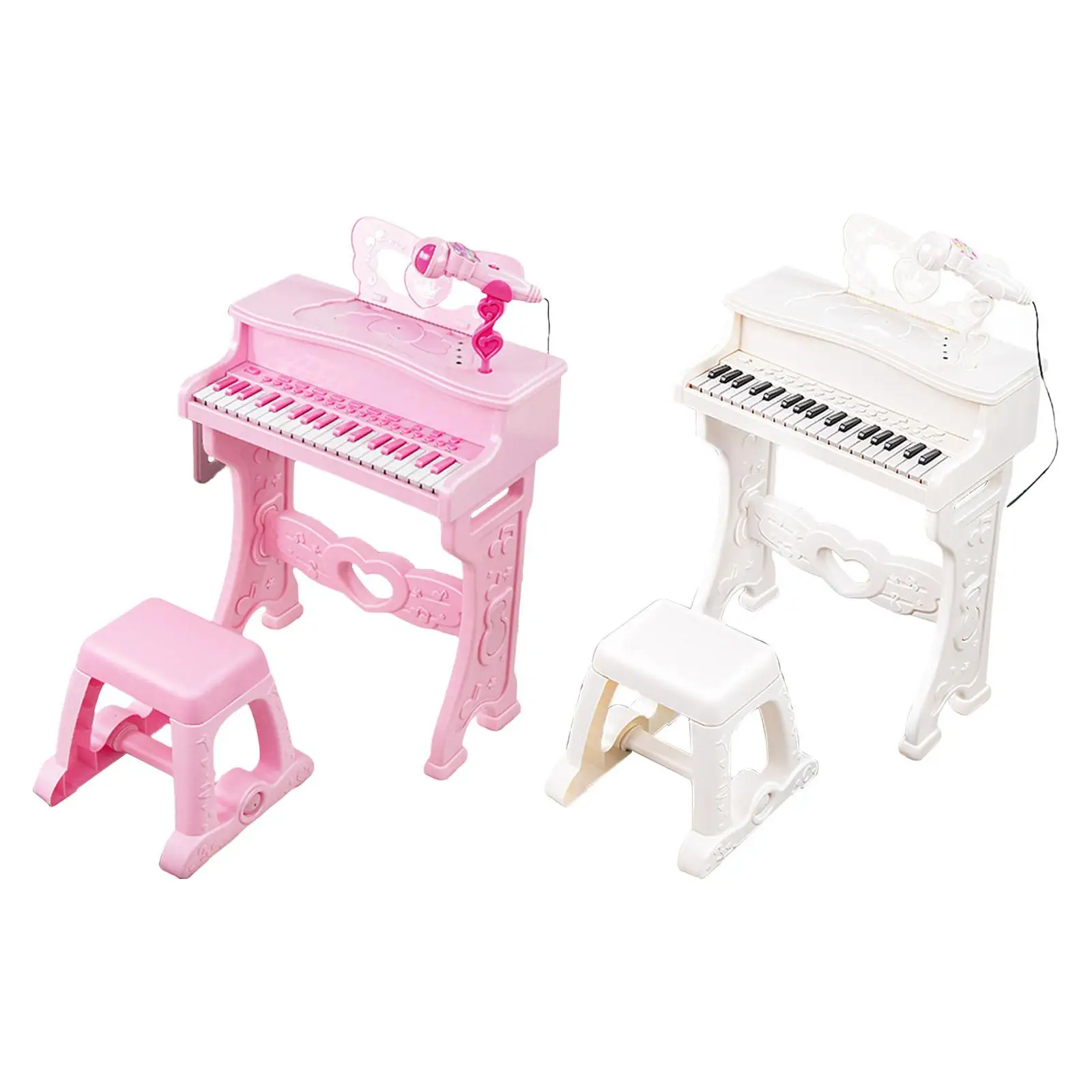 

Multifunctional 37 Key Electronic Piano with Microphone Learning Toy Educational Toy and Stool Keyboard for Girls Boys Baby