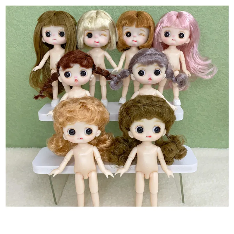 

12 Points Bjd Doll 16CM Four Body Ob11 Expression Naked Baby Make-up 13 Joint Movable Girl Modified Toy Children's Birthday Gift
