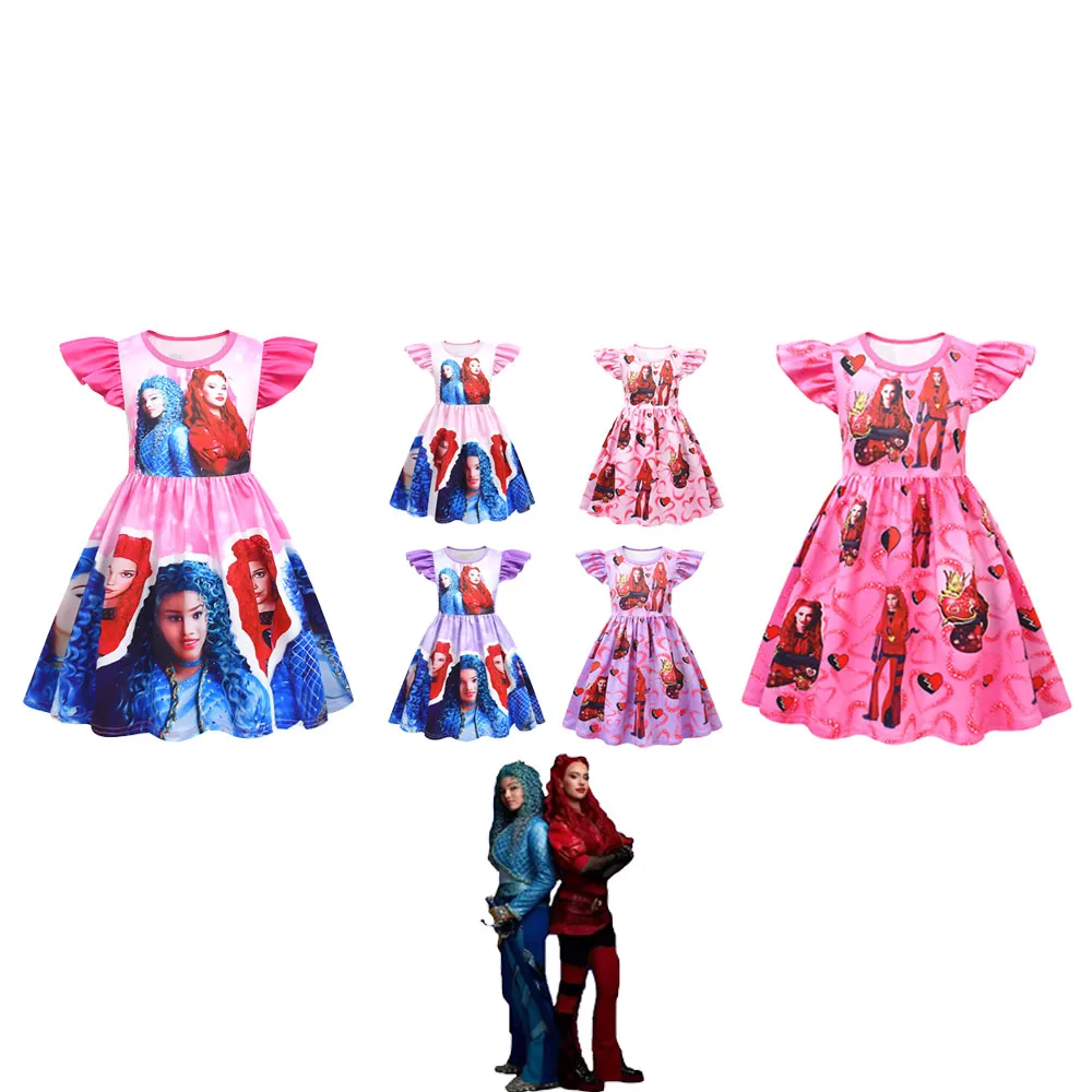 Новинка красное платье для девочек с мультяшным принтом платье-трапеция 4