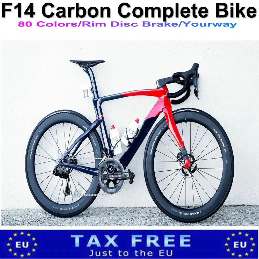 

T1000 Disc F F14 Road Carbon Complete Bike Disk Bicycle with R7020 DISC groupset handlebar 50mm Carbon Wheelset