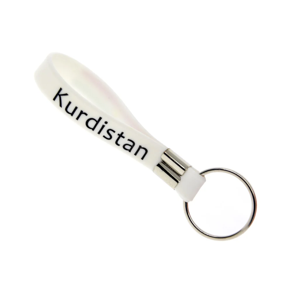 

25 PCS Kurdistan Flag Logo Silicone Wristband Key Holder White