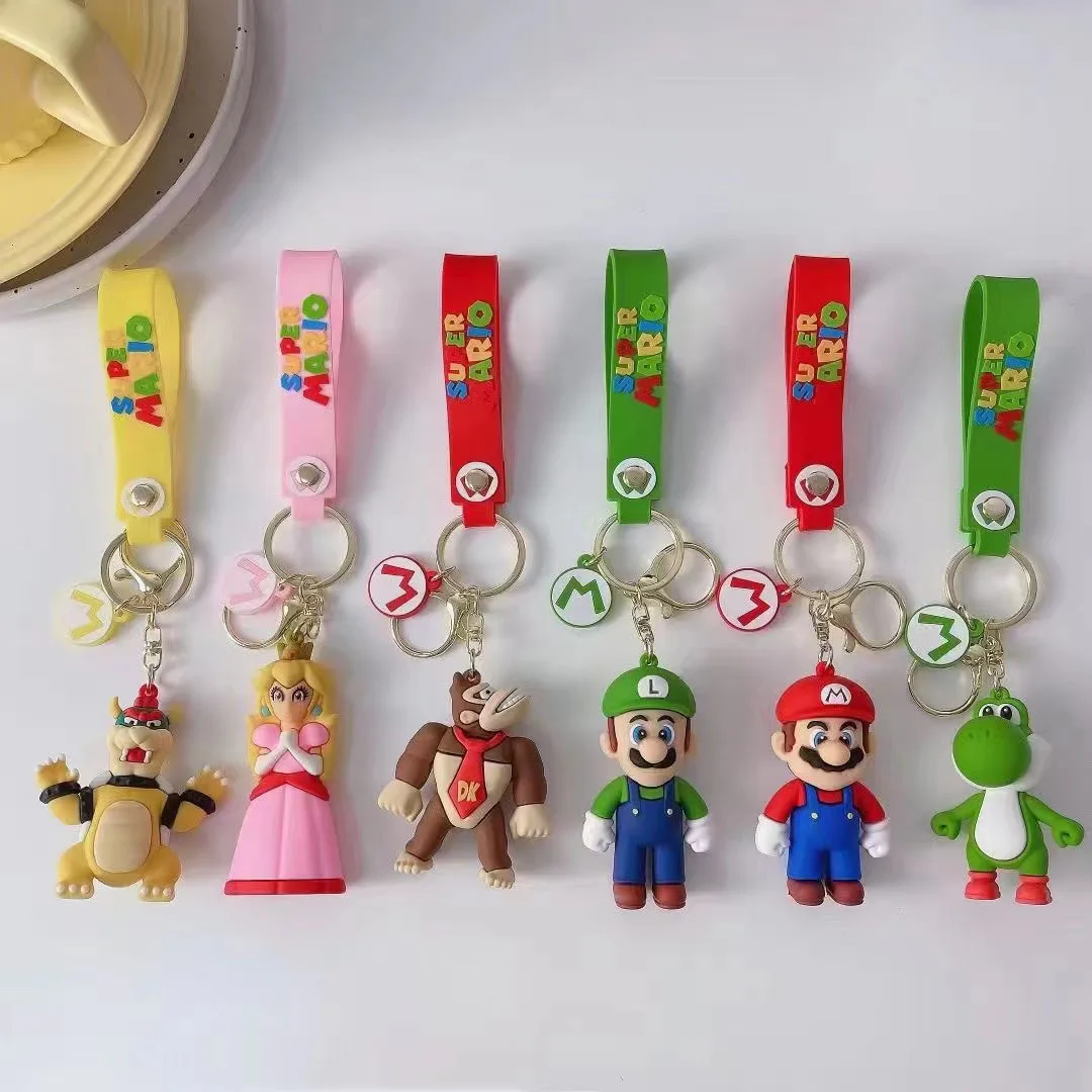 

Cartoon Mario Action Cute Keychain Anime Figures Yoshi Bowser Bag Pendants Car Keyring Bag Hanging Toys Model Children Gift Doll