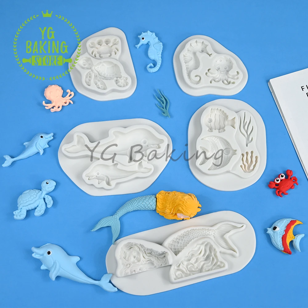 3D Силиконовая форма Dorica в виде русалки/дельфина/осьминога глиняная модель для