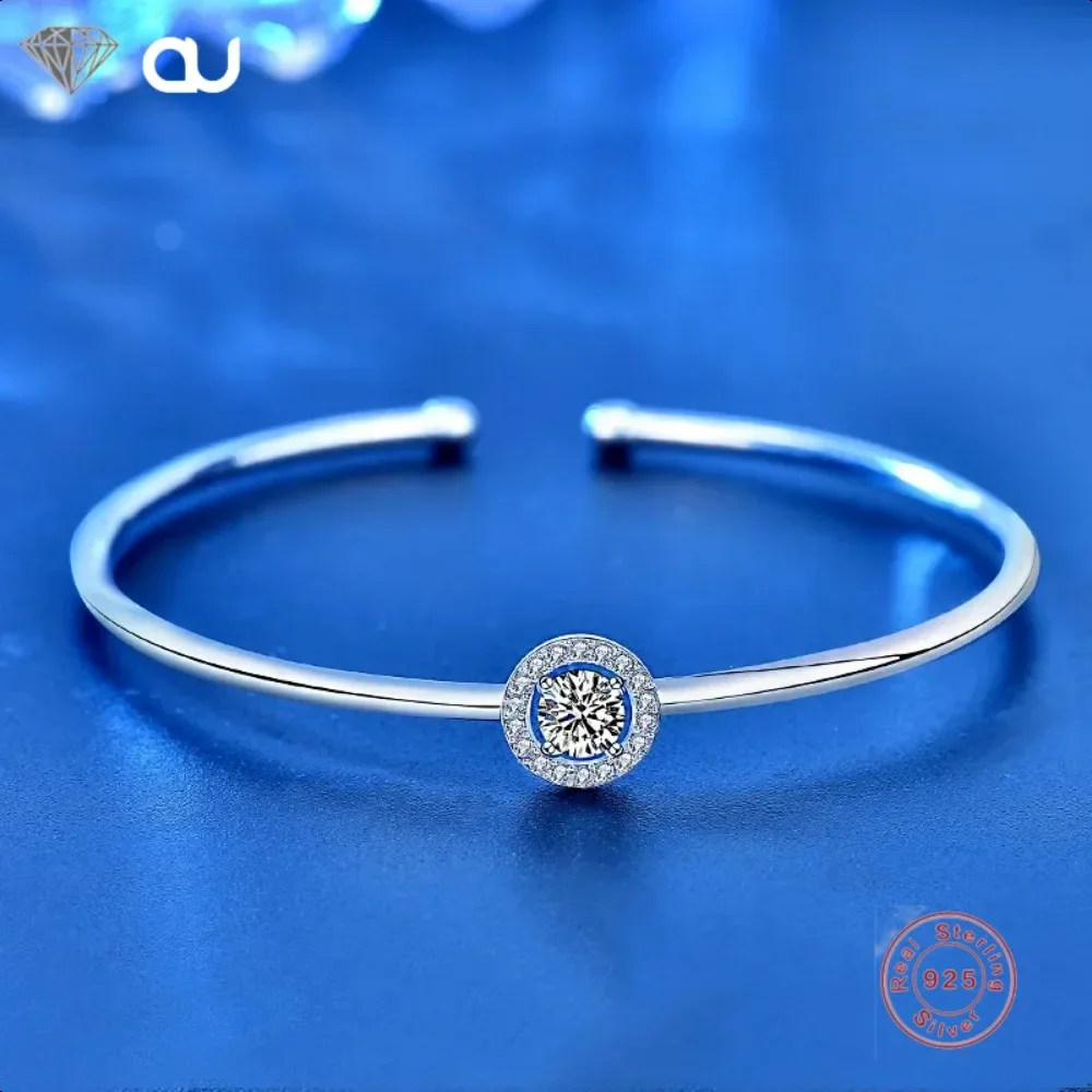 Классический дизайн браслета с муассанитом 0 5/1 карата серебряный 925 браслет